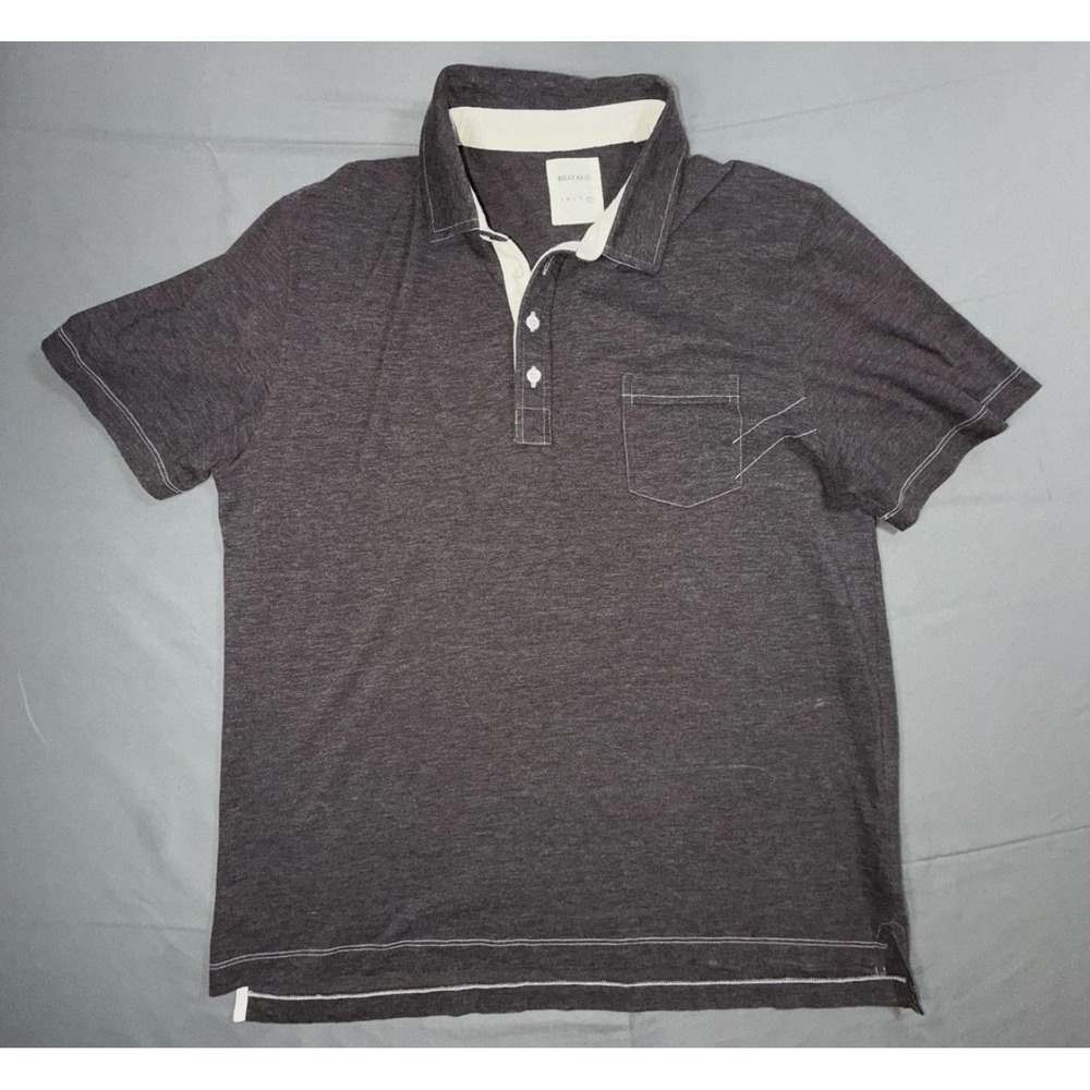 Billy Reid Polo Shirt Mens 2XL Brown Cotton Blend Knit Pocket Contrast Collar